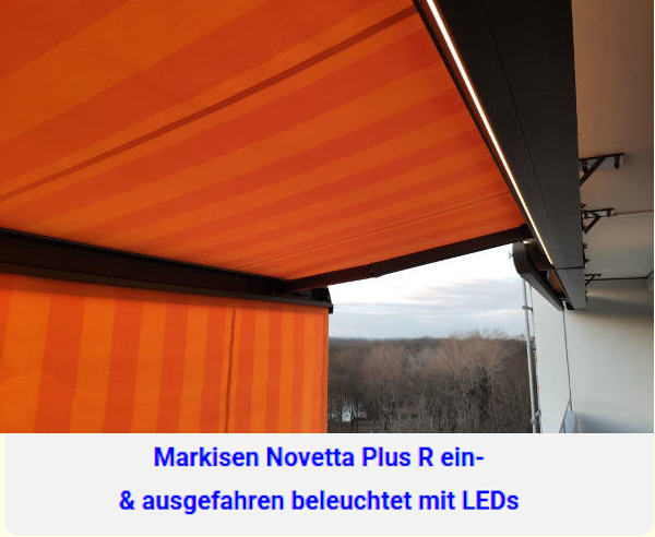 Markisen Novetta Plus R mit Volant & LED-Lichtleiste